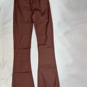 Edikted Brown Flare Faux Leather Pants S